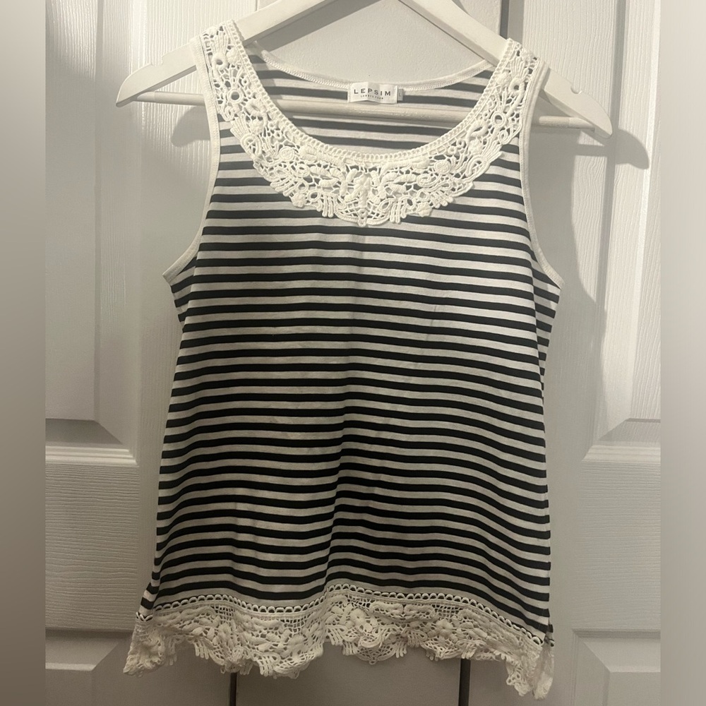 White and black stripe shirt Size L